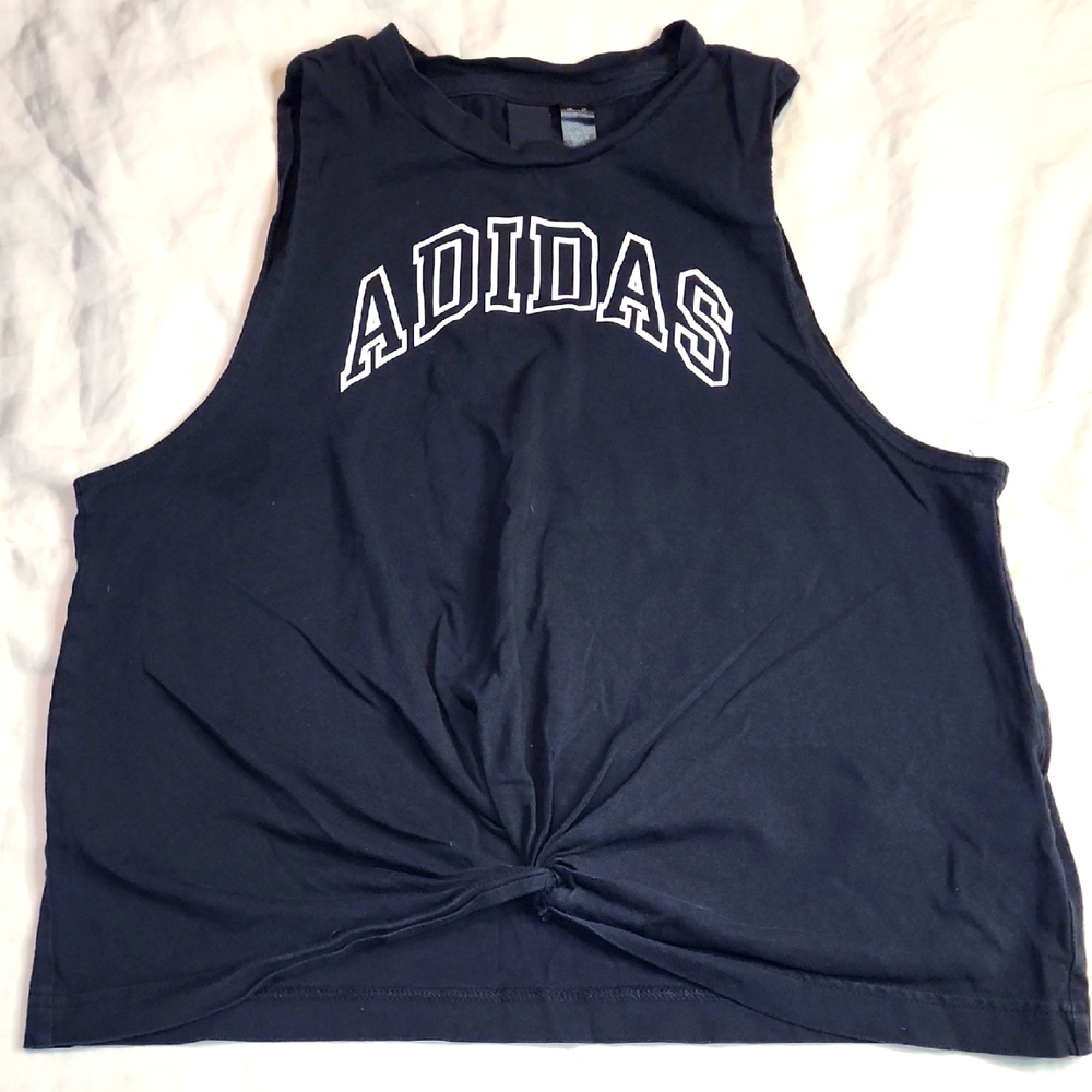 Adidas Cropped Twist Black Tank Top